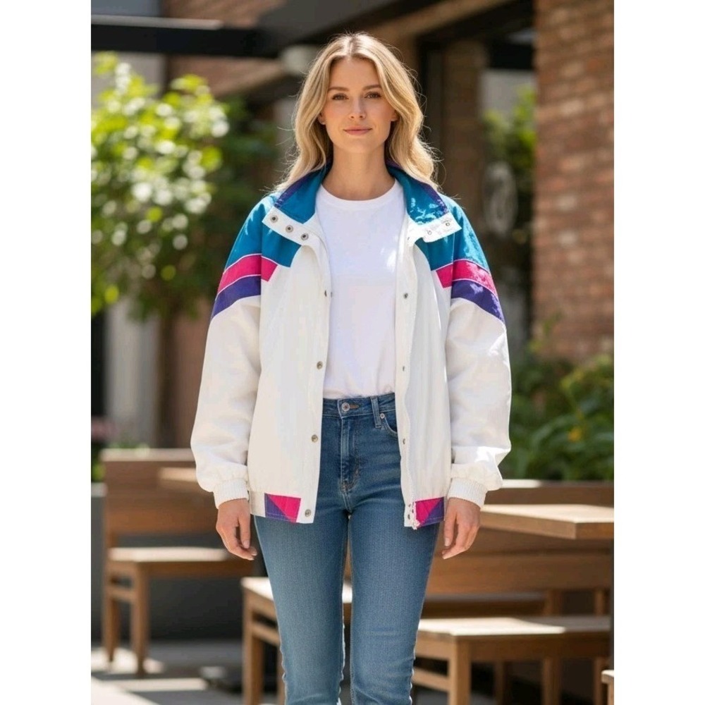 Vintage Windbreaker Sz‎ M Zip Be In The Current Seen Colorblock